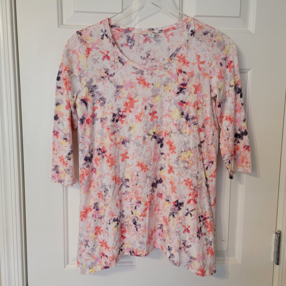 J. Jill PureJill XS Half Sleeve Floral T-shirt Lightweight